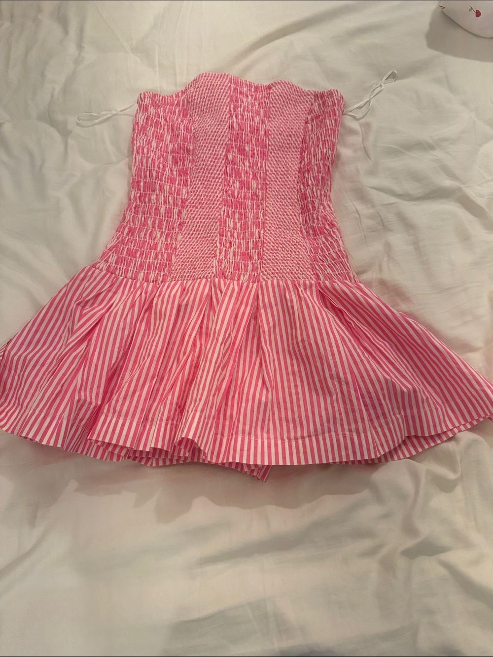 Free People Pink Striped Smocked Mini Dress